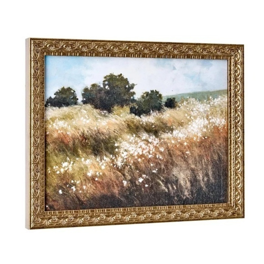 Calm Meadow Landscape Wall Art 11x14 Bronze Framed Canvas Farmhouse Decor